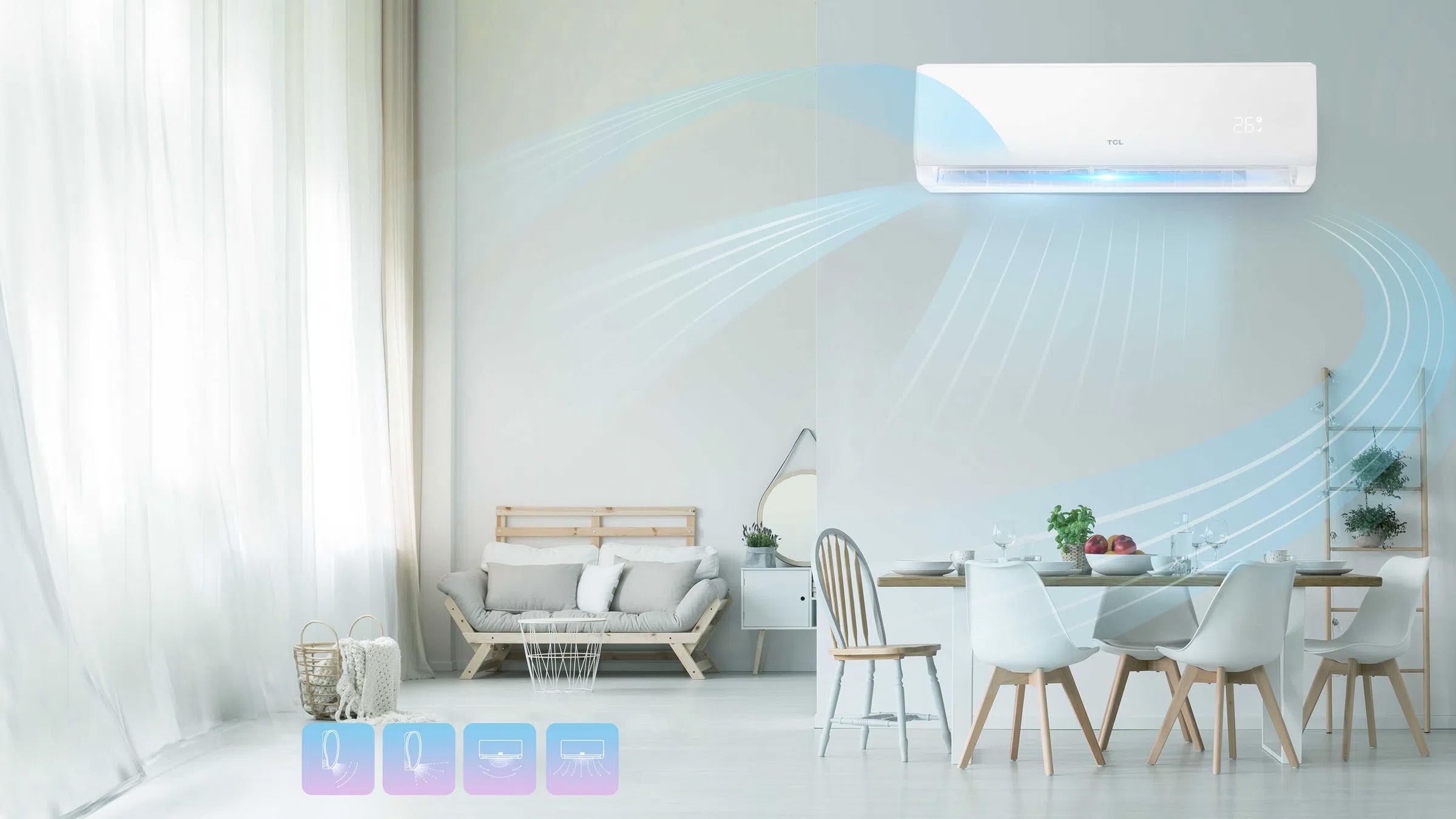 Cánh đảo gió 4 chiều – Làm mát đều khắp không gian