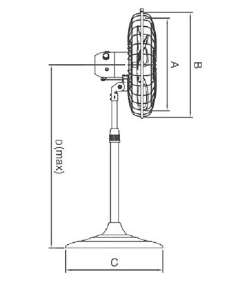 Kích thước của quạt cây công nghiệp Komasu KM500SIN