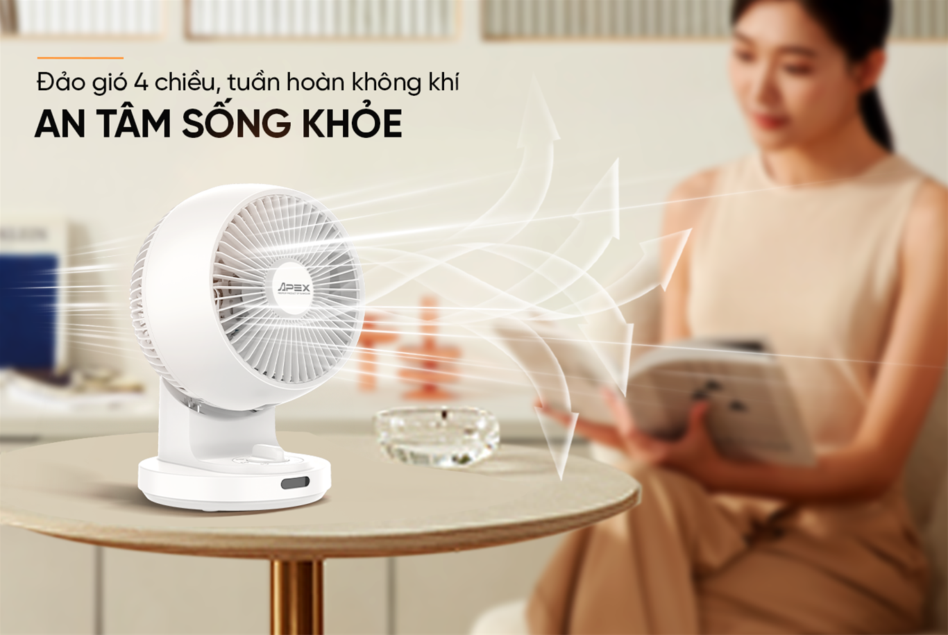 Quạt tuần hoàn không khí Sunhouse đảo gió 4 chiều