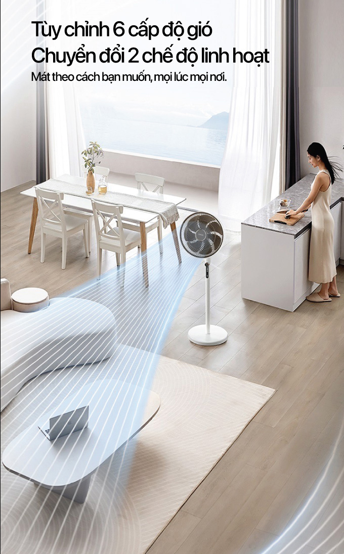 6 cấp độ gió & 2 chế độ linh hoạt