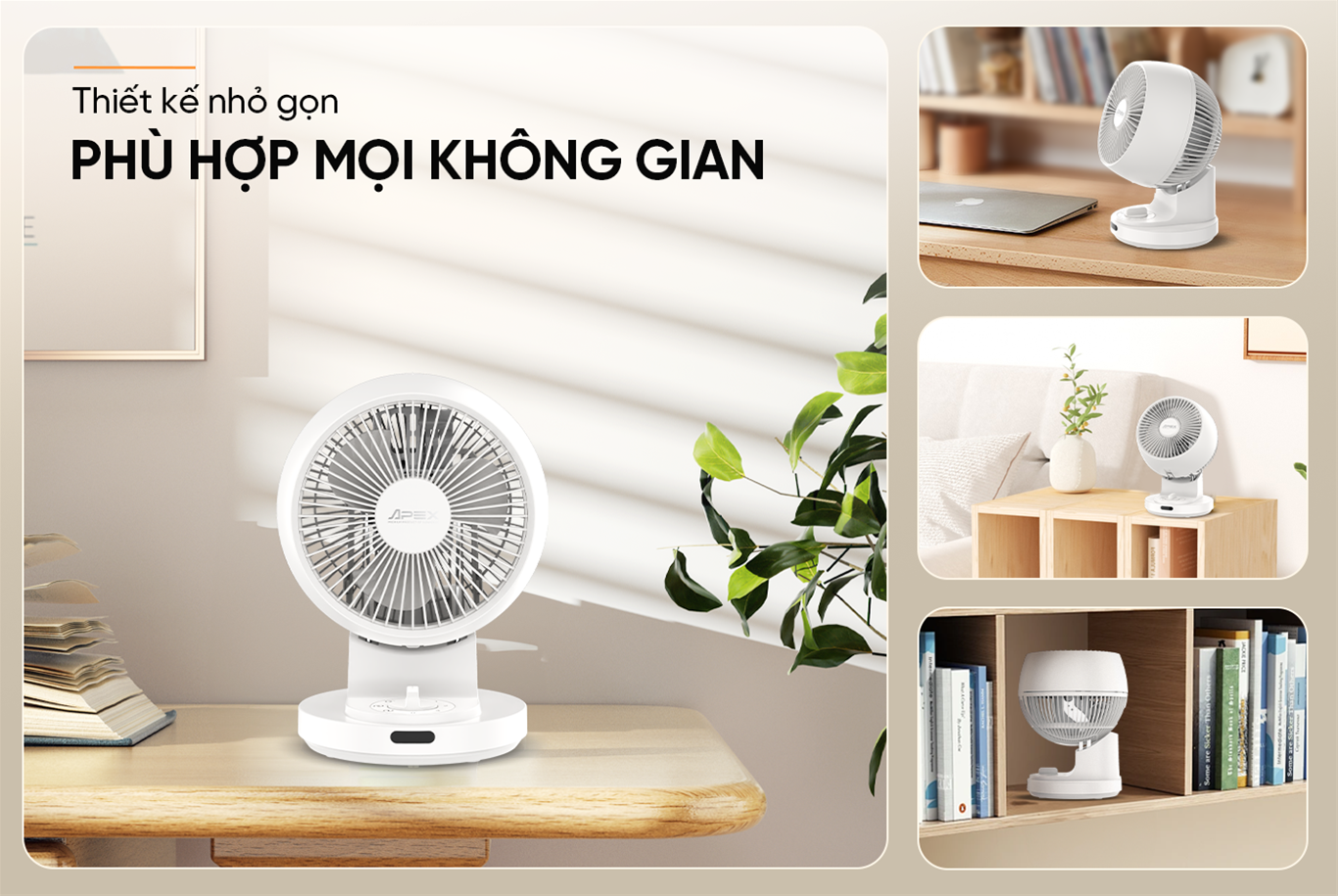 Quạt tuần hoàn không khí dạng để bàn nhỏ gọn