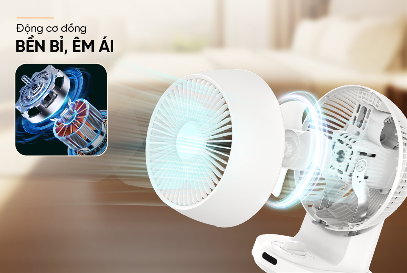 Sunhouse Apex APF7310W có động cơ đồng êm ái, bền bỉ