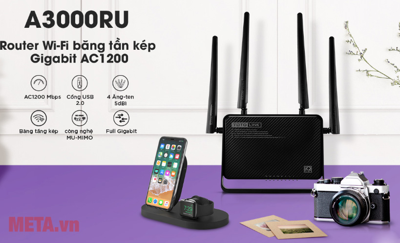 Router wifi Totolink A3000RU cho khả năng kết nối mạnh mẽ ở nhiều thiết bị cùng lúc
