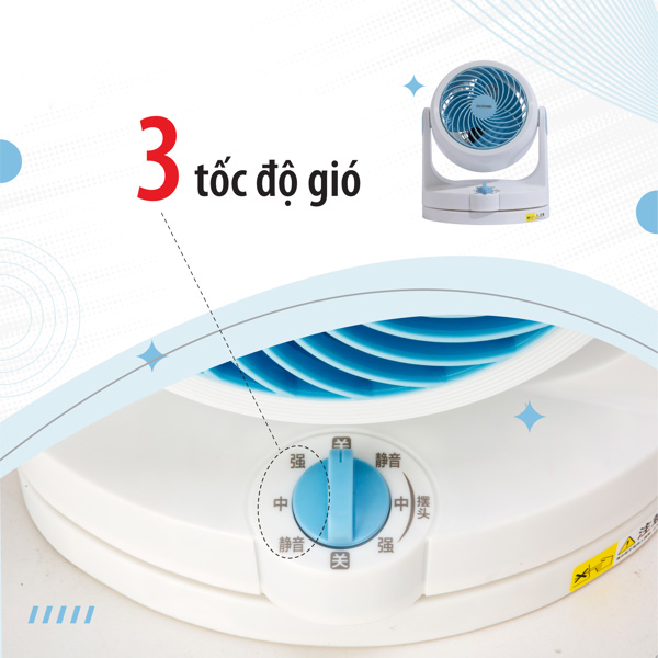 Khi sử dụng quạt Iris Ohyama PCF-HD15, người dùng cũng có thể tùy chỉnh 3 mức tốc độ gió