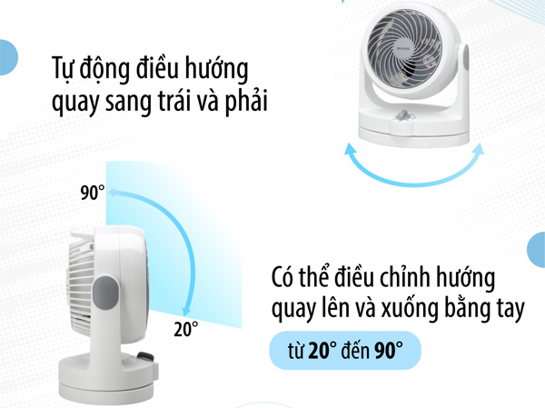 Quạt đối lưu không khí Iris Ohyama PCF-HD15 có thể điều hướng quay trái và phải