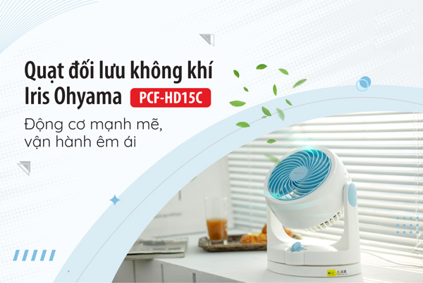 Quạt đối lưu không khí Iris Ohyama PCF-HD15 có động cơ hoạt động mạnh với 3 tốc độ gió