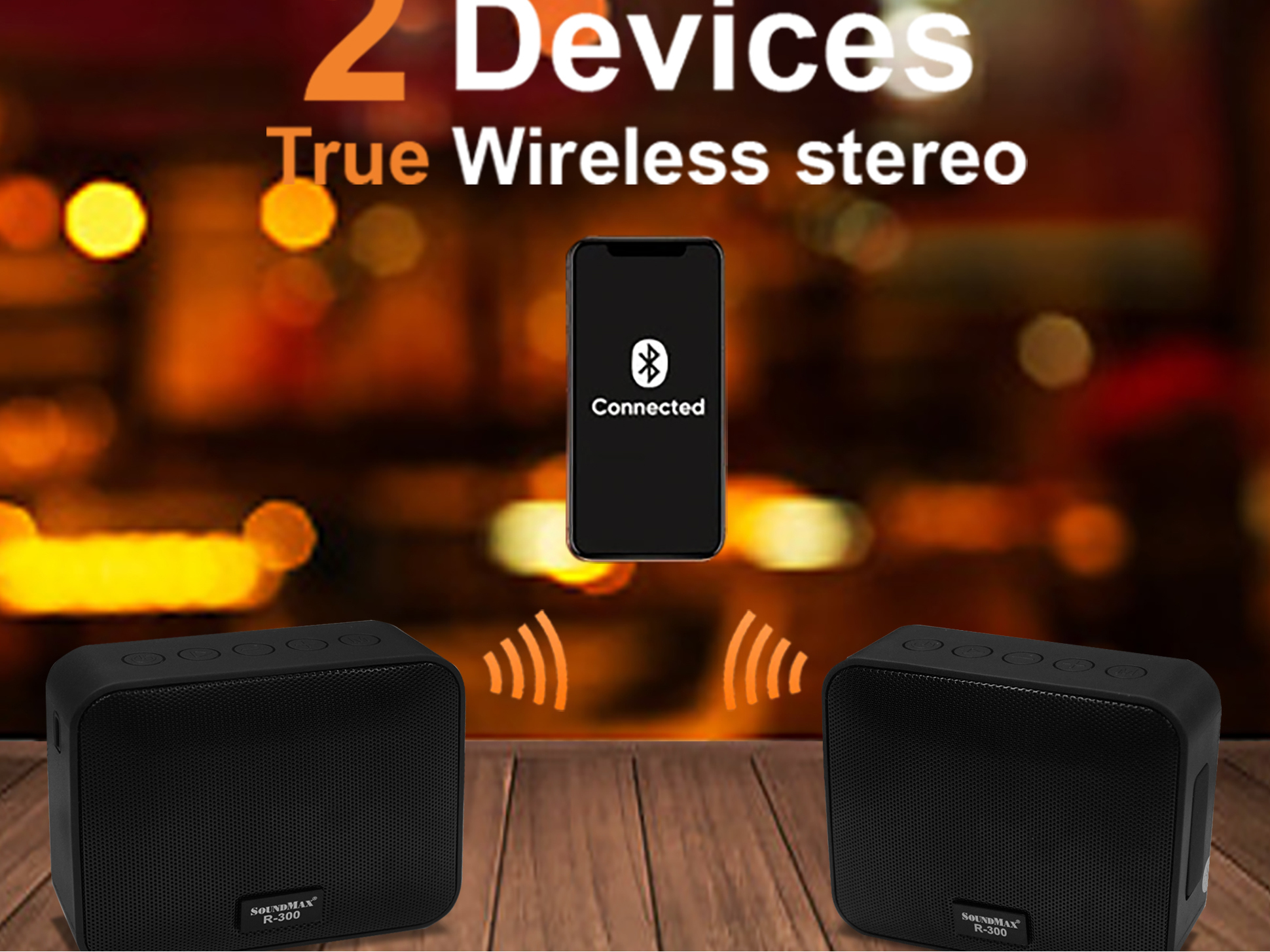 loa di động SoundMax R-300 có thể ghép kết nối được với loa SoundMax R-300 khác