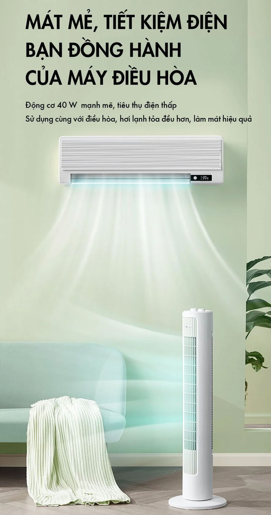 Quạt tháp Bear DFS-D40G1 làm mát hiệu quả, tiết kiệm điện năng
