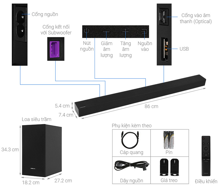 Chi tiết loa thanh Soundbar Samsung HW-T420