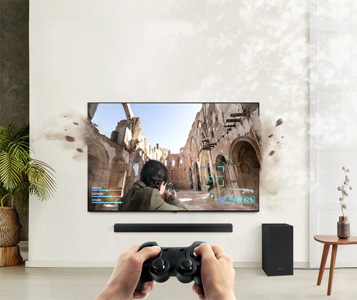 Loa thanh Soundbar Samsung 2.1 HW-T420 có chế độ Game Mode đặc sắc