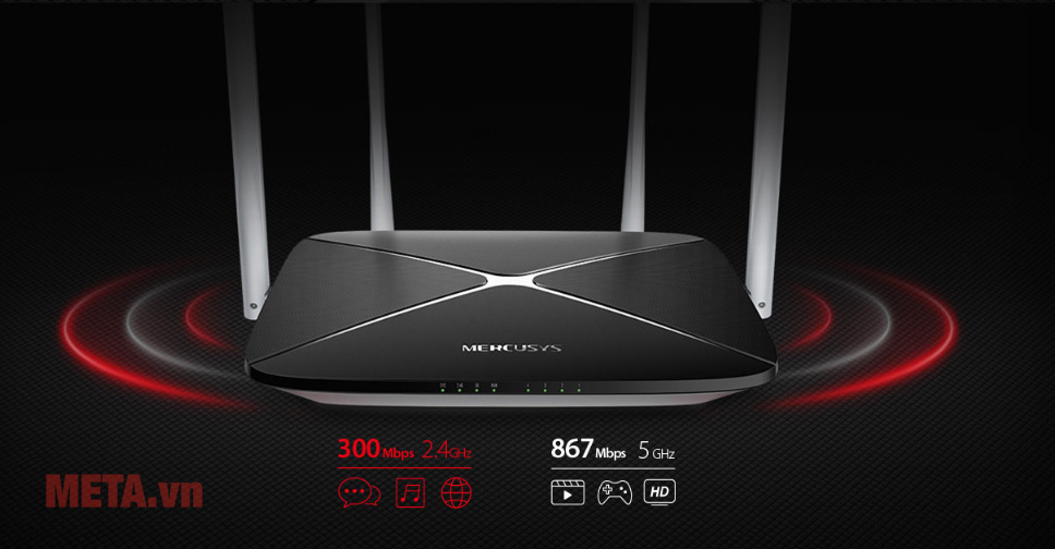 Thiết bị mạng router Mercusys AC-12 cho kết nối băng tần kép đồng thời