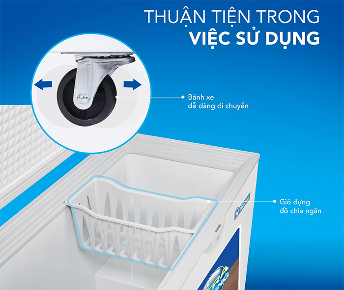 Trang bị bánh xe di chuyển, giỏ đựng đồ tiện lợi
