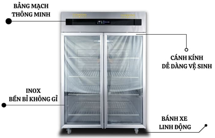 Tủ mát 2 cánh kính quạt gió Fushima FSMDL-TMCKQ1100