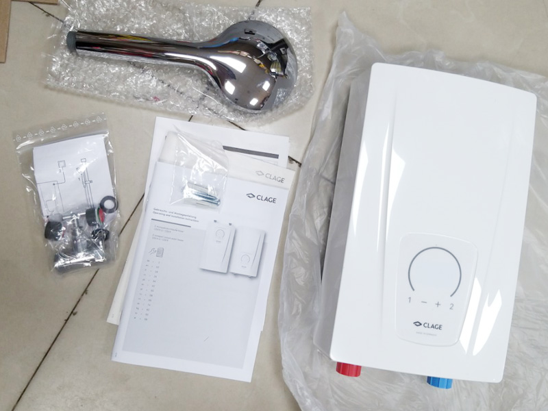 Trọn bộ sản phẩm Máy nước nóng trực tiếp Clage CEX9 PLUS