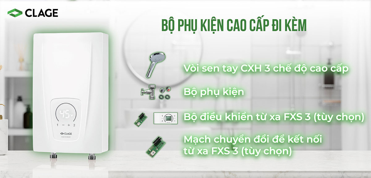 Máy làm nước nóng kèm vòi hoa sen