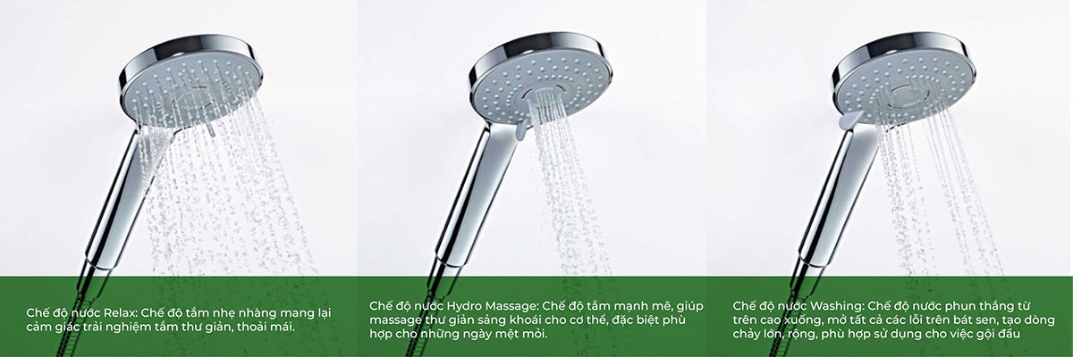 Vòi hoa sen phun 3 kiểu nước