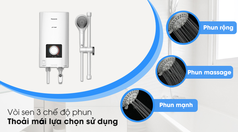 Bình nóng lạnh Panasonic trang bị vòi sen 3 chế độ phun