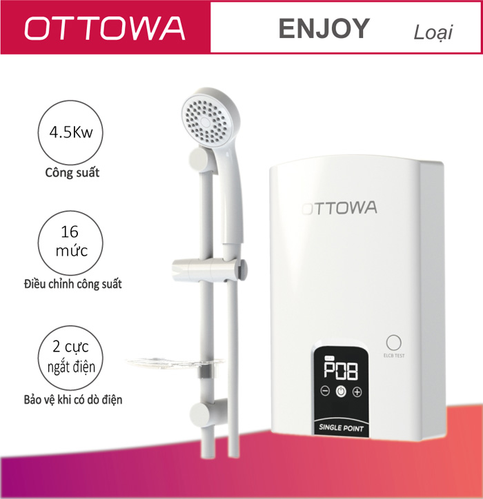 Máy nước nóng OTTOWA TE4502 cung cấp nước nhanh chóng