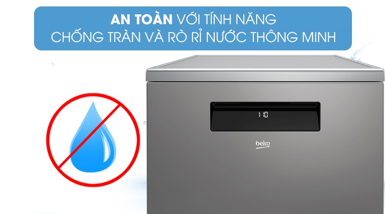 Máy rửa bát Beko DEN48520X có nhiều tính năng, điển hình như tính năng chống tràn hiệu quả