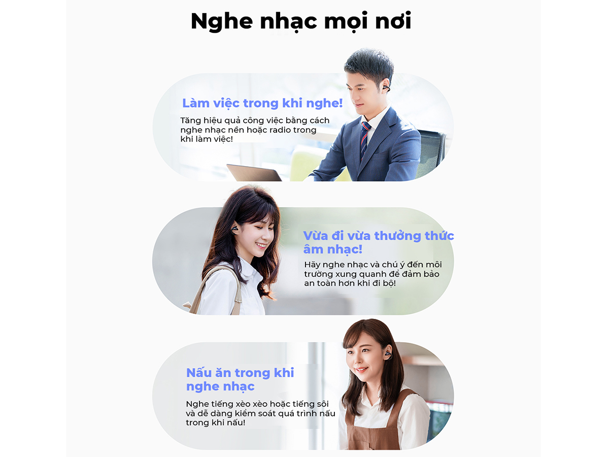 Tai nghe không dây Bluetooth có dung lượng pin dài, thoải mái nghe nhạc