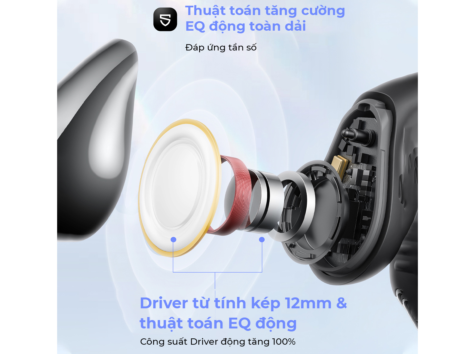 Tai nghe Bluetooth có màng loa kép 12mm