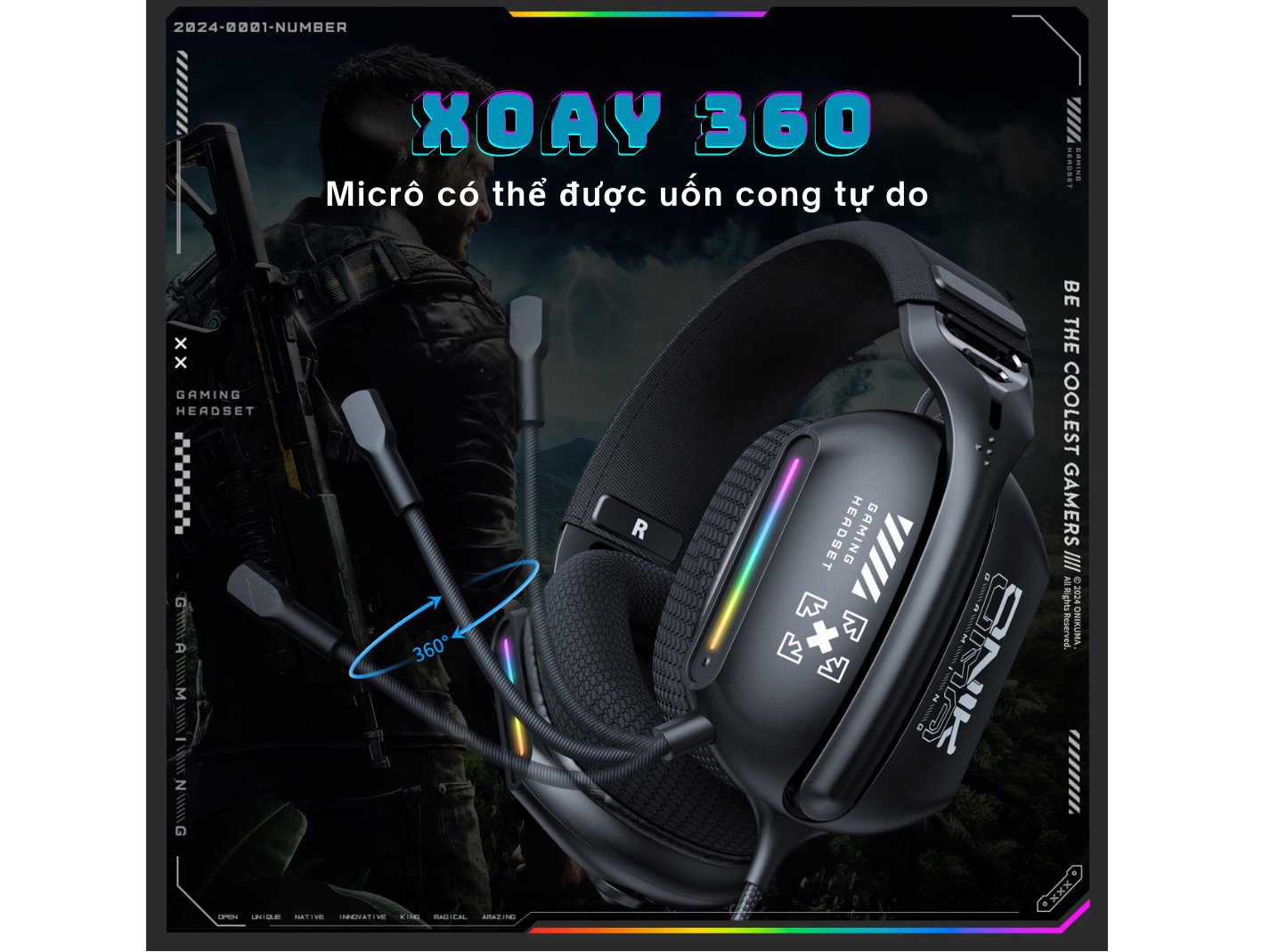 Onikuma X12 xoay micro 360 độ