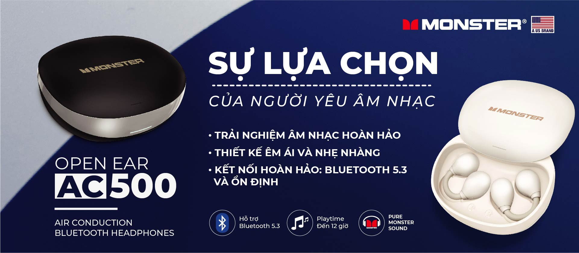 Monster AC500 cho phạm vi kết nối bluetooth xa 10m