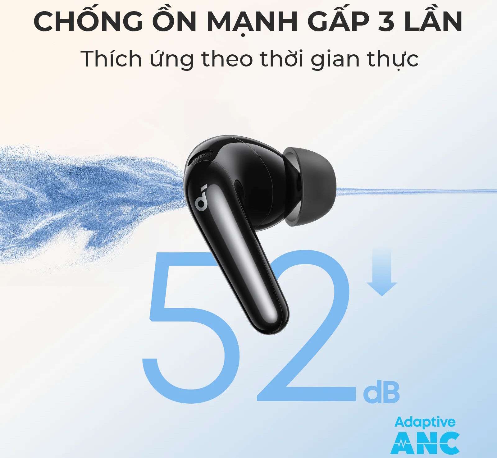 Khử ồn chủ động thông minh – Giảm nhiễu lên đến 52 dB